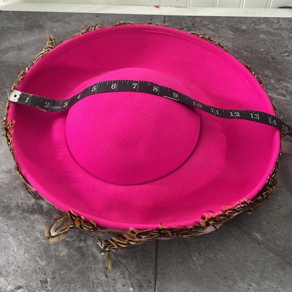 Vintage Mr. John Excello Hot Pink Feather‎ Hat 100% Wool Church Kentucky Derby main image 8